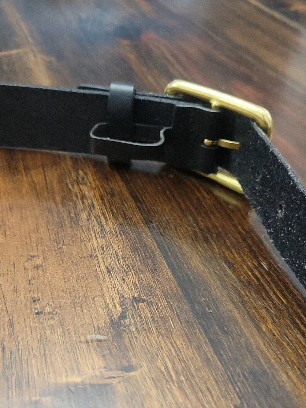Anthropologie Black Leather Logo-Stamped Belt